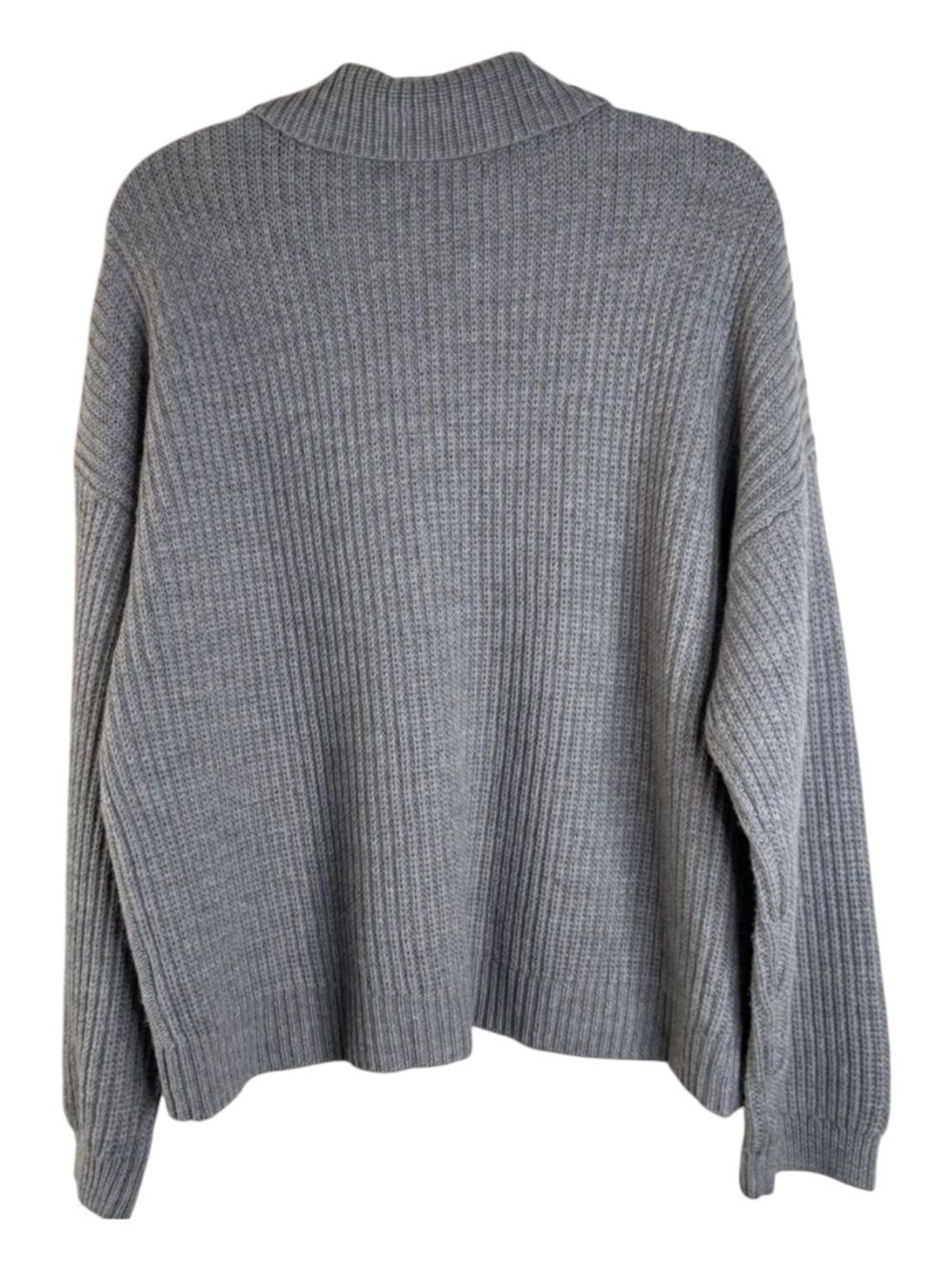 Quince Australian Merino Wool Collared Cable Cardigan Heather Grey XS - Picture 3 of 8